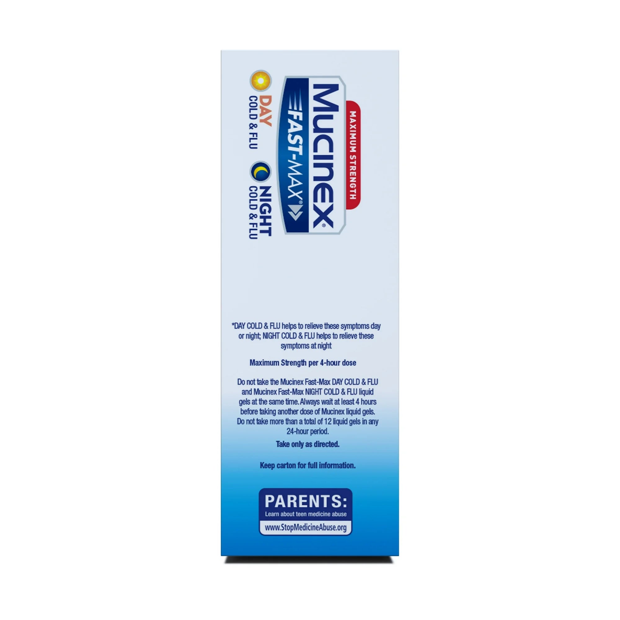Mucinex Fast-Max Day Cold & Flu & Night Cold & Flu Medicine, OTC Cough Relief, 24 Liquid Gels