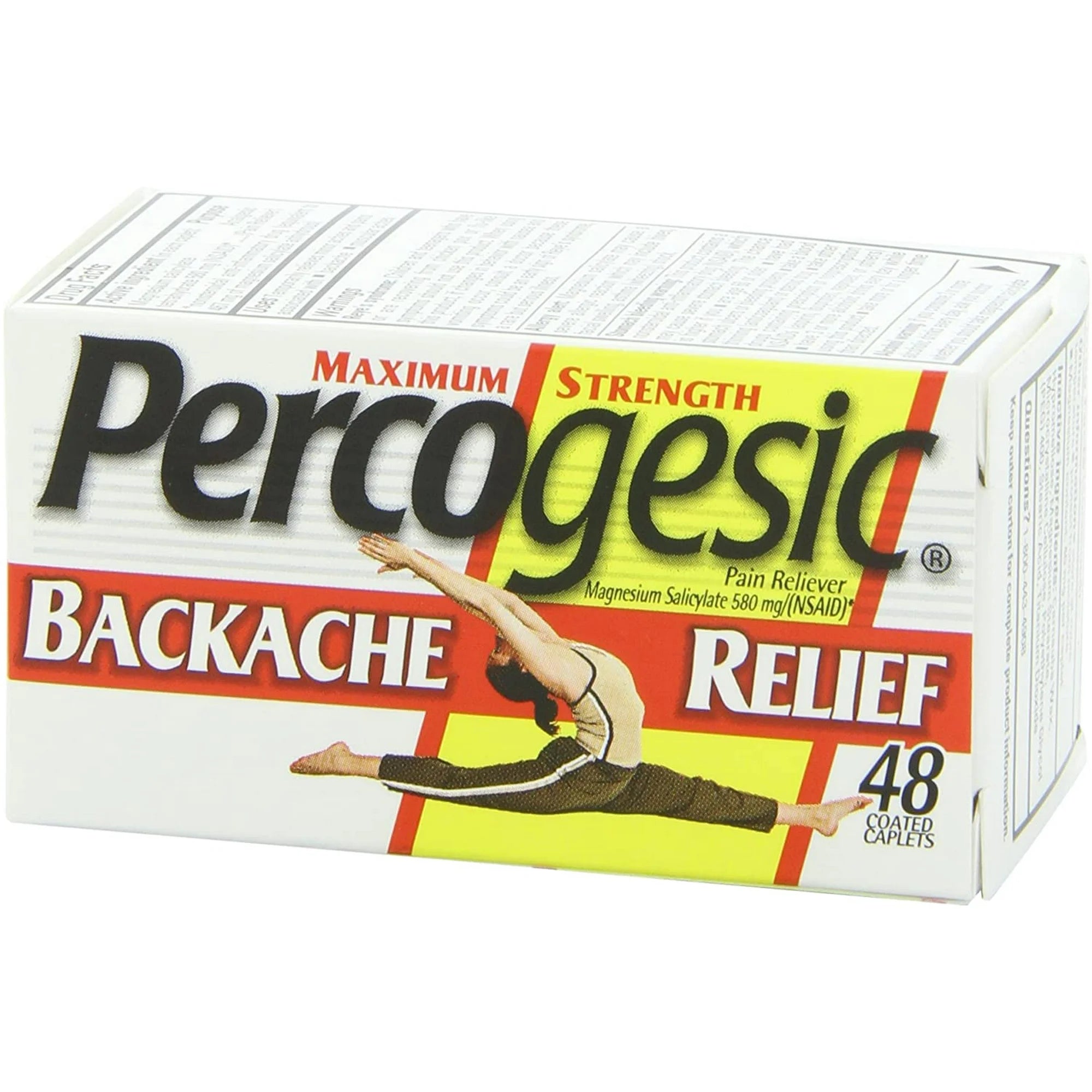 Percogesic Maximum Strength Backache Relief, Fast Acting Pain Reliever, 48 Coated Tablets