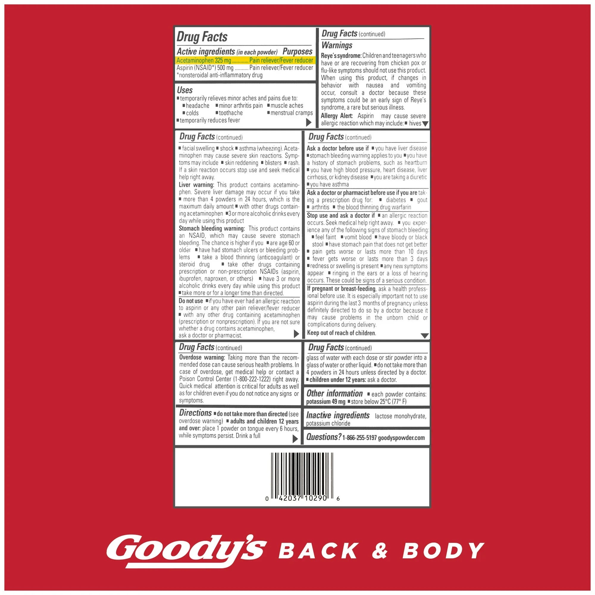 Goody's Back and Body Pain Relief Powder, Body Aches & Pains Relief, 24 Powder Sticks