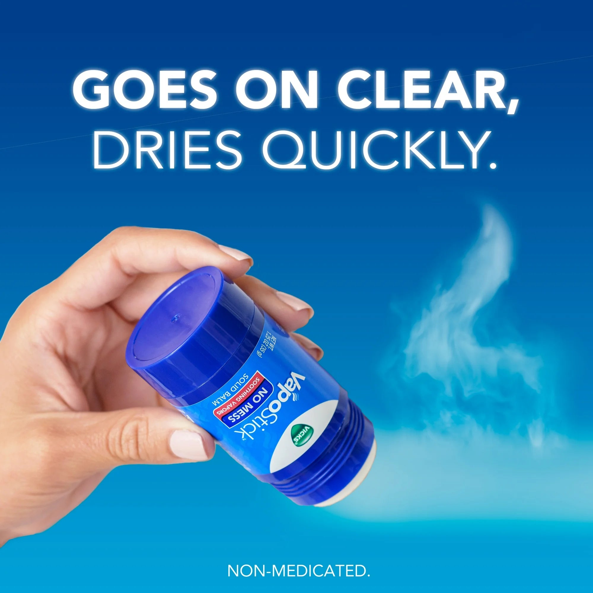 Vicks Vapo Stick, Invisible Solid Balm, Soothing Vicks Vapors for Sinus Relief, Non-Medicated, 1.25 oz