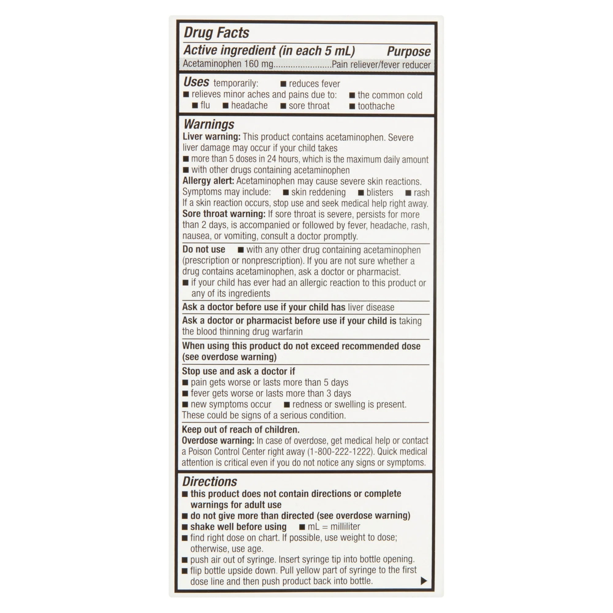 Parent's Choice Infants' Pain and Fever Acetaminophen, 160 mg, Grape, 2 fl oz