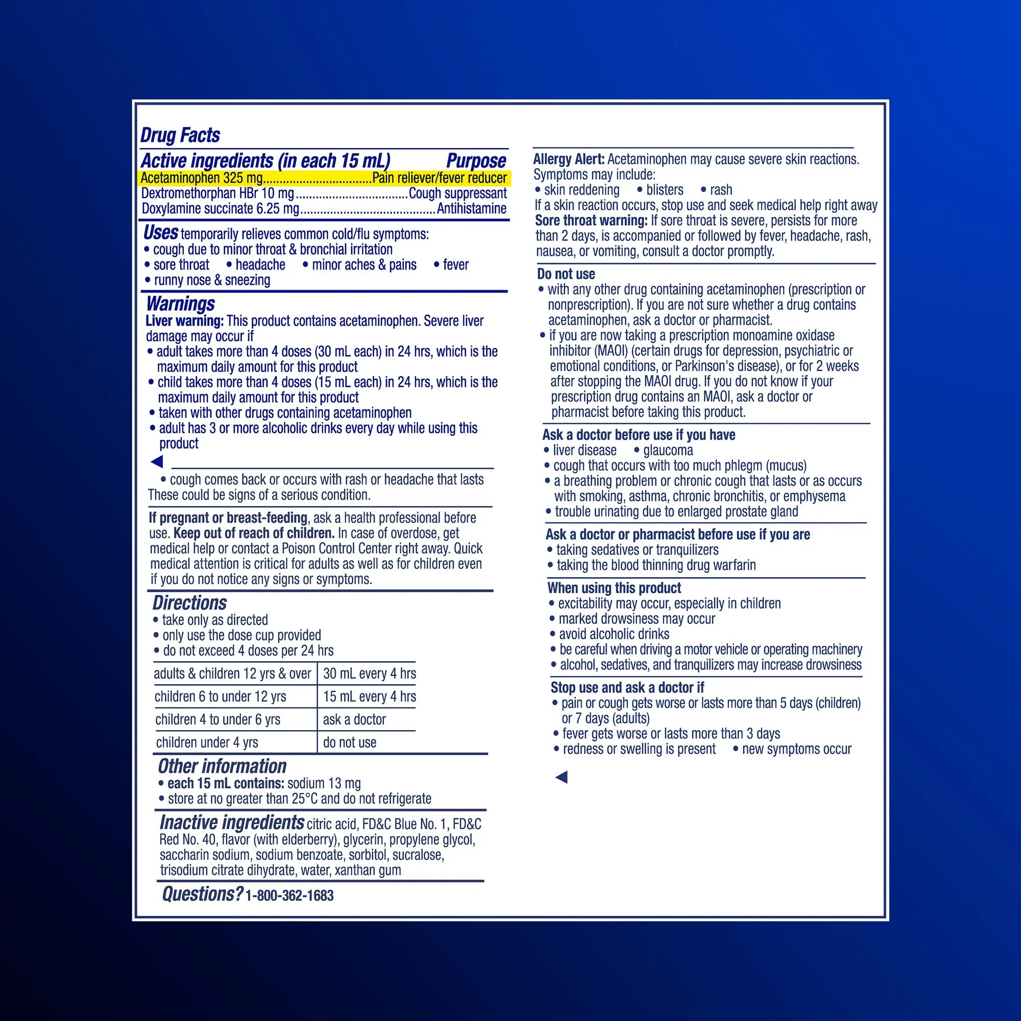 Vicks NyQuil Cold and Flu Liquid, Nighttime Cold and Flu Medicine for Adults, Elderberry, 12 Fl oz
