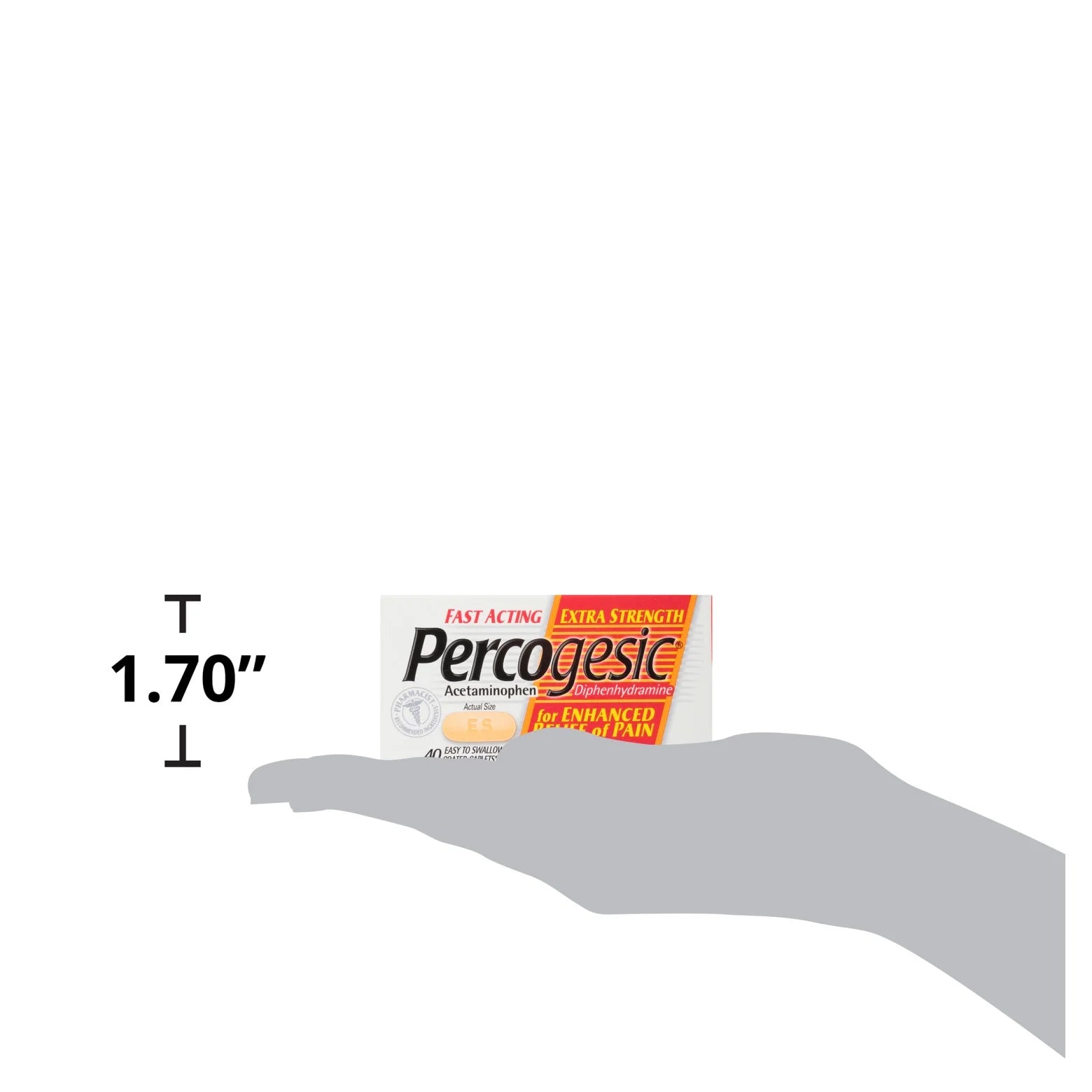 Percogesic Extra Strength Pain Relief, Aspirin Free Fast Acting Relief, Acetaminophen and Diphenhydramine, 40 Tablets