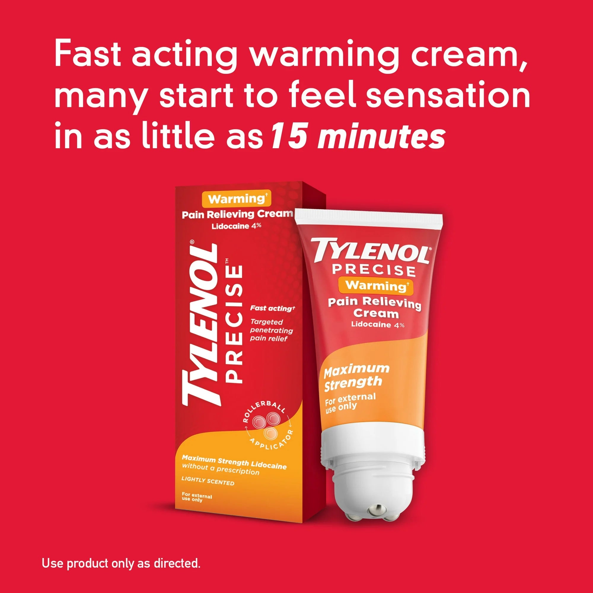 Tylenol Precise Warming Pain Relief Lidocaine Cream, Light Scent, 4 oz