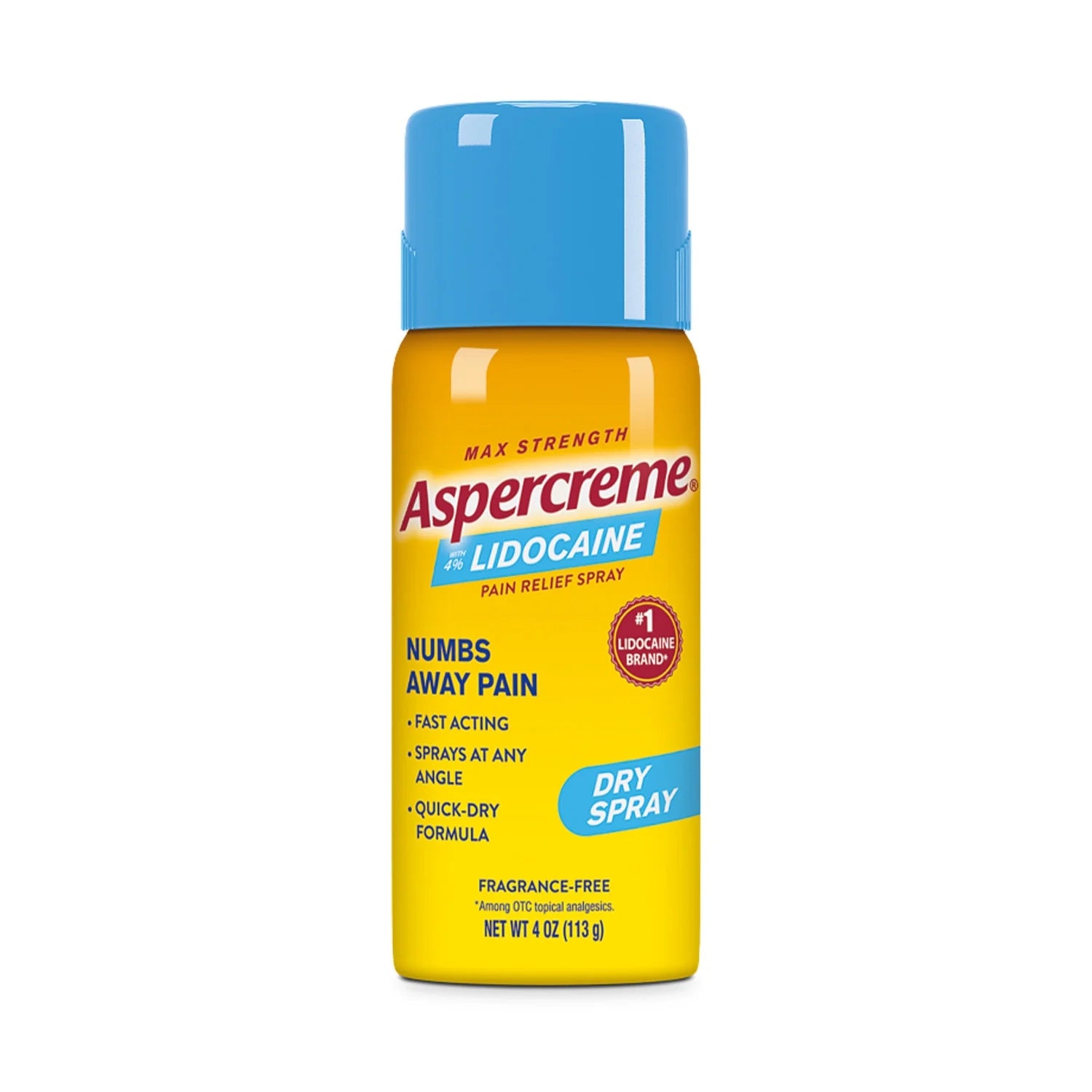 Aspercreme Max Strength Topical Numbing Pain Reliever Spray for Nerve Pain Relief, 4% Lidocaine, Odor Free, 4 oz