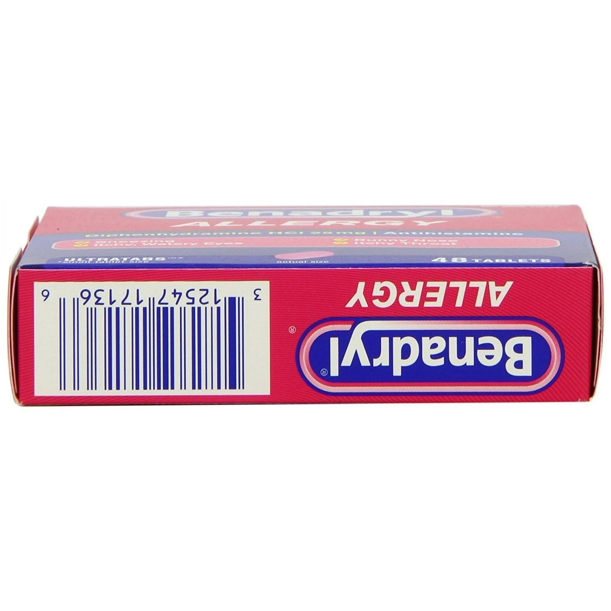 Benadryl Allergy Ultratabs Diphenhydramine HCl 25 mg Antihistamine Tablets