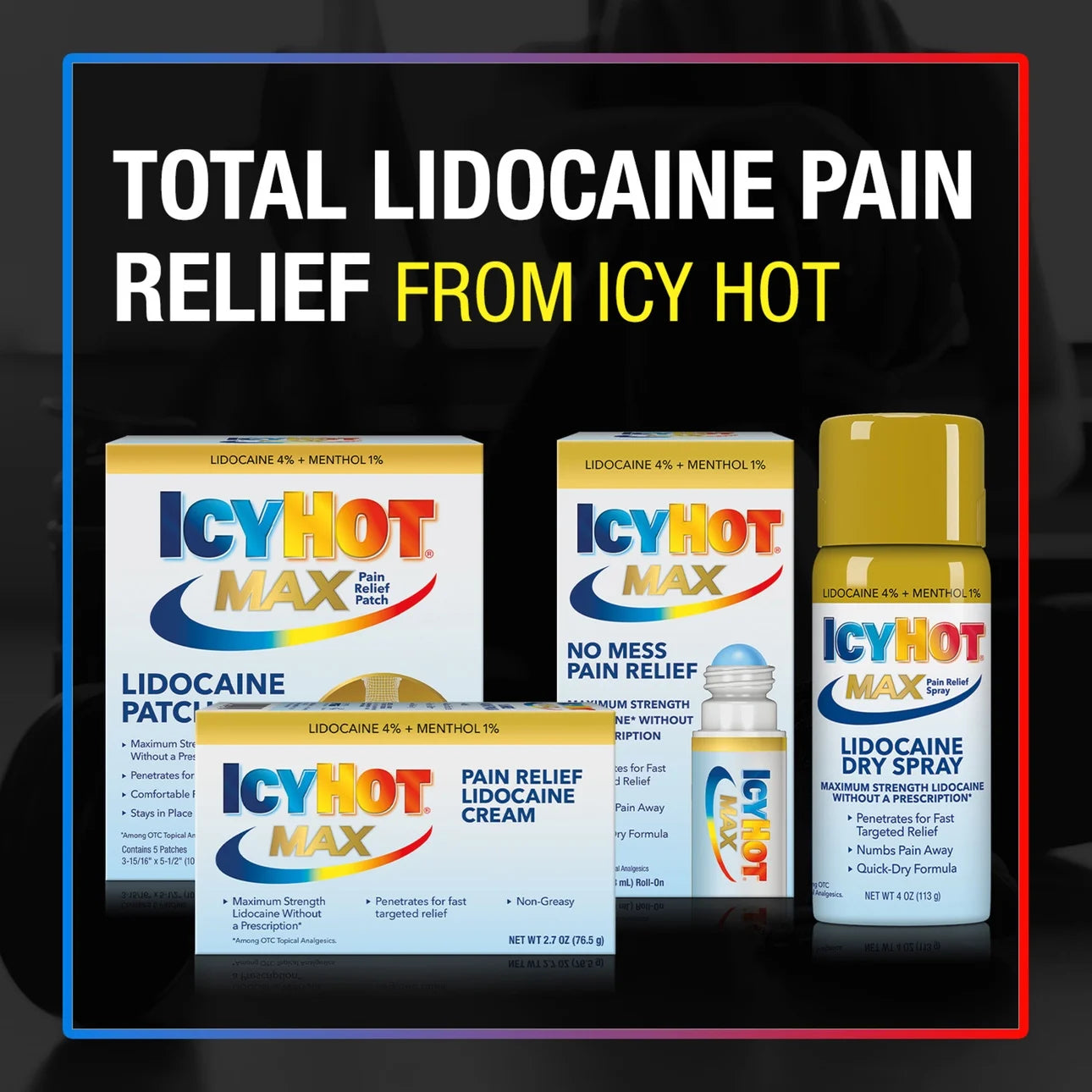 Icy Hot Max Topical Pain Reliever Dry Spray and Numbing Muscle Rub for Joint Pain Relief, 4% Lidocaine and 1% Menthol, 4 oz