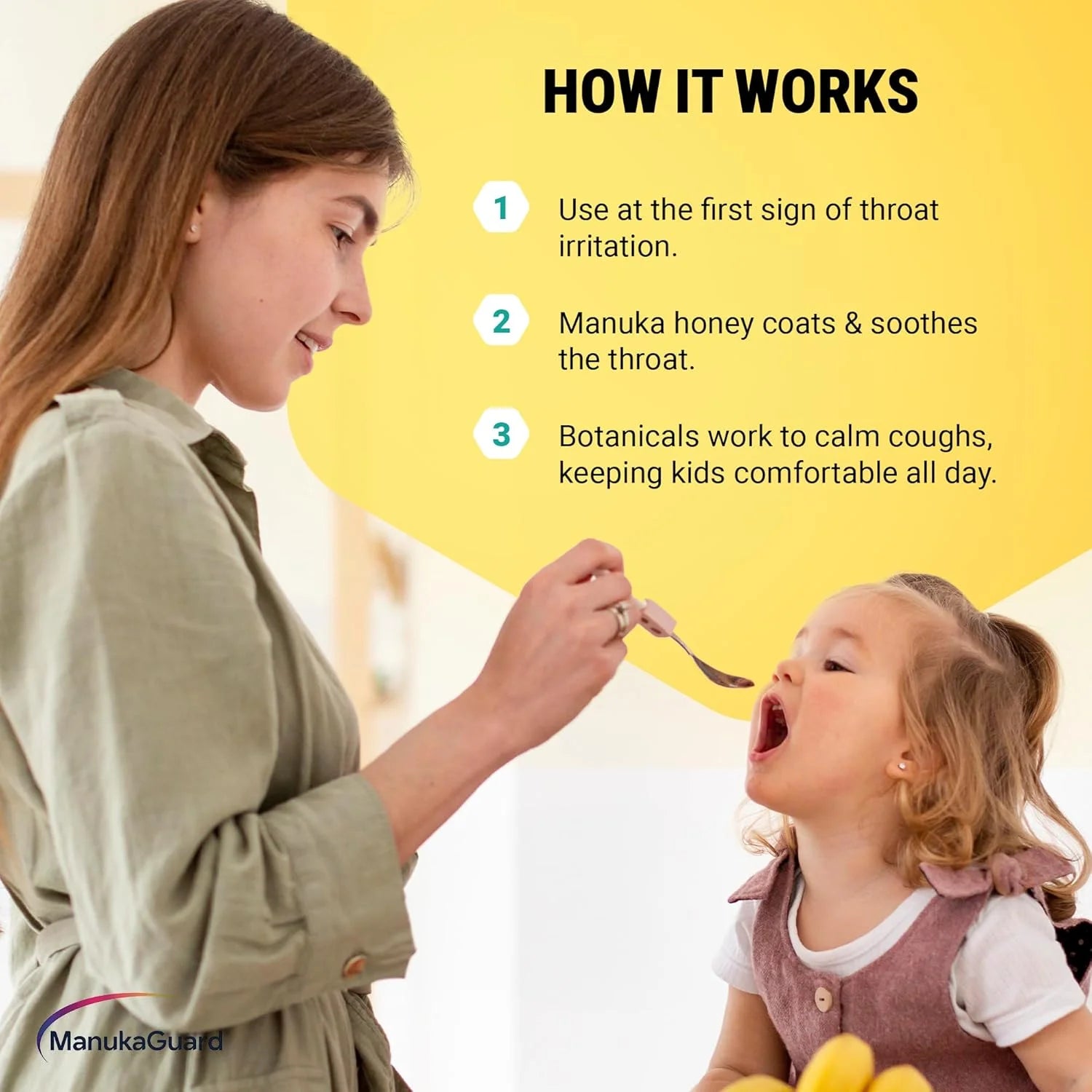 ManukaGuard Kids Cough Syrup – Natural Daytime Honey Cough Syrup for Cough & Throat Relief, 4 fl oz