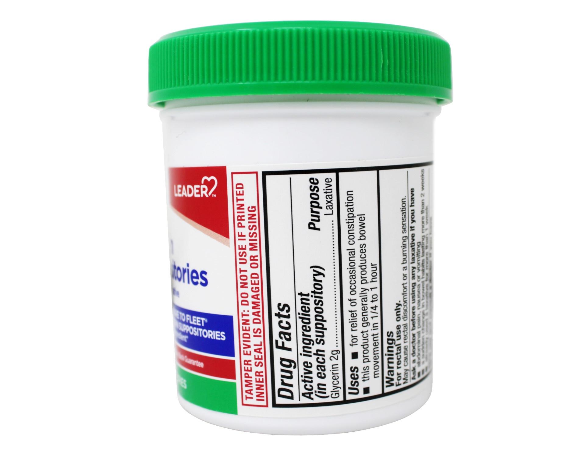 Leader Adult Glycerin 2 mg Suppositories 25 Count - 5 Pack