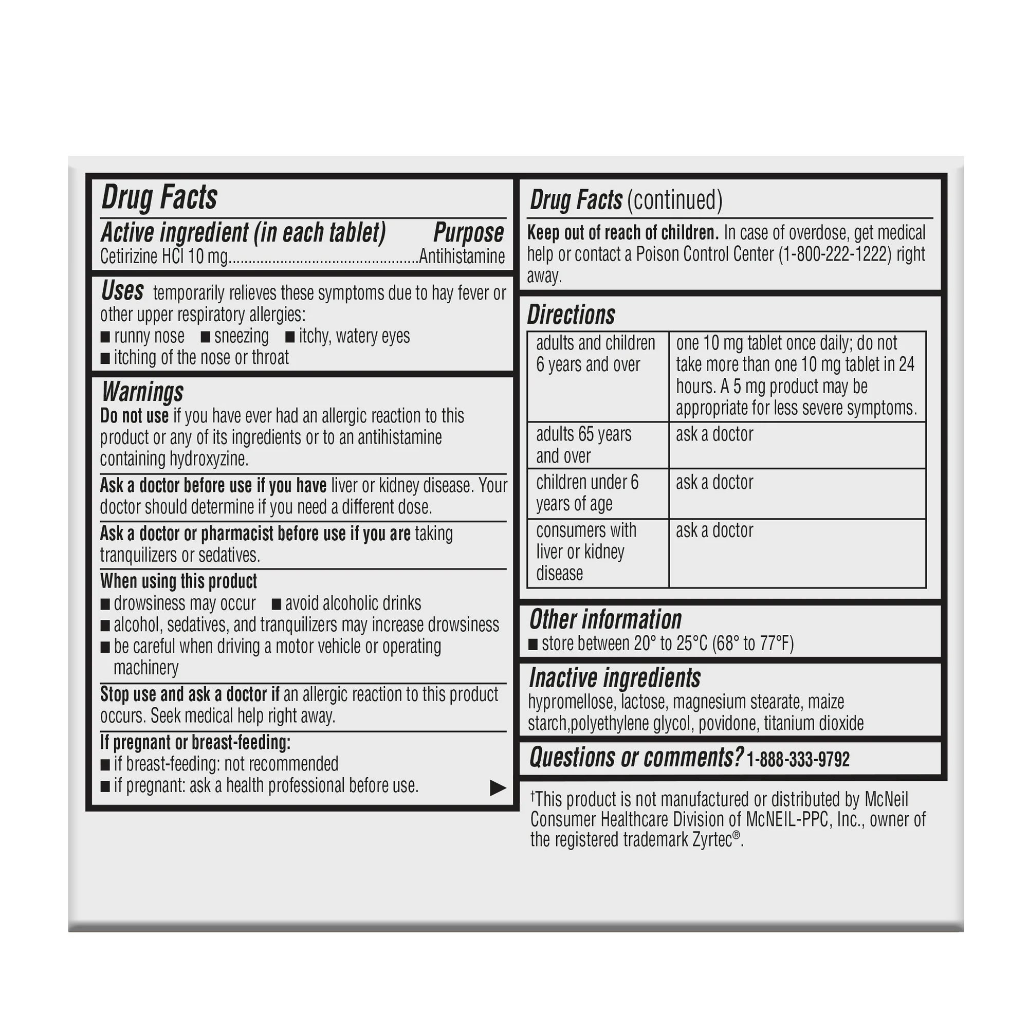Spirit 360 All Day Allergy Relief, Indoor/Outdoor, 10mg Cetirizine Hcl, 14 Tablets