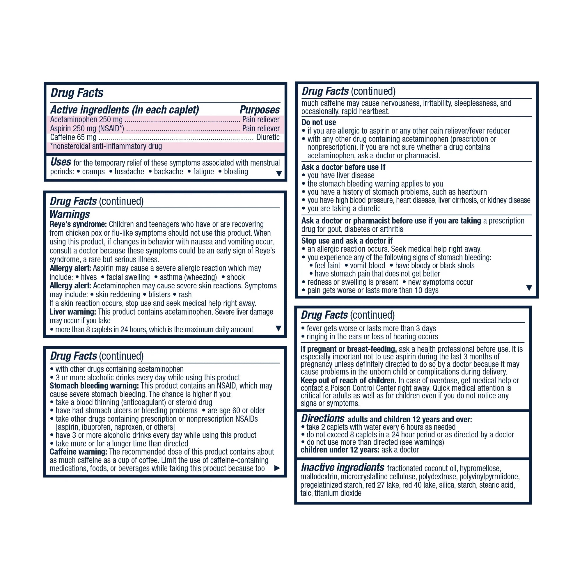 Pamprin Maximum Strength Pain + Energy Menstrual Pain Relief Caplets, 24 Ct