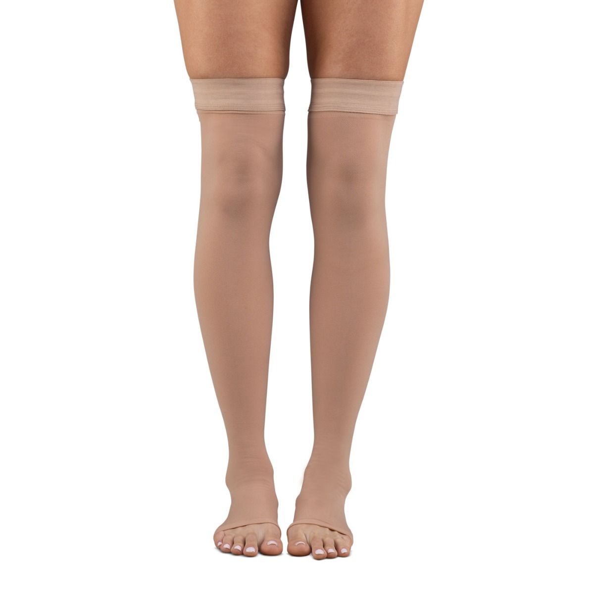 Dr. Comfort Microfiber Opaque +Plus 30-40 Thigh High, Open Toe Unisex Compression Stockings